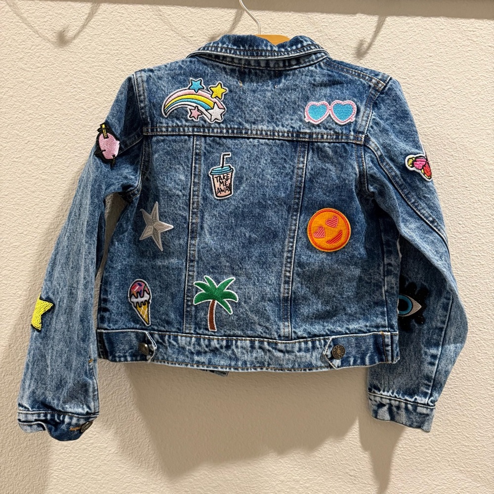 Lola + the Boys All About that Patch Jean Jacket Cropped Size 8 - Picture 2 of 4